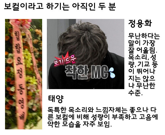 연이말에서 어떤분이 주관적으로 평가하신 아이돌 몇몇 보컬 | 인스티즈