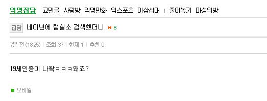 여러분 이제 네이버에 '럽실소' 검색하려면 성인인증해야됩니다 - 인스티즈(Instiz) 인티포털 카테고리